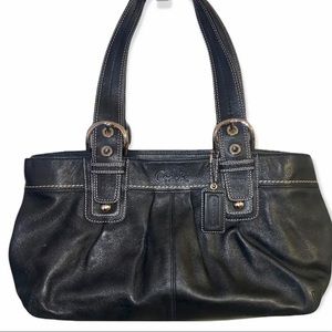 Coach Purse Shoulder Hampton Black Leather